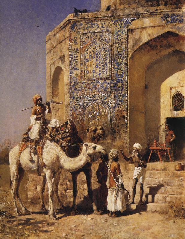 Edwin Lord Weeks The Old Blue-Tiled Mosque, Outside of Delhi, India Norge oil painting art